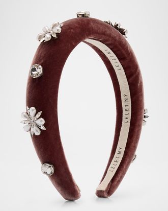 Lelet NY Annie Pearly Crystal Velvet Headband