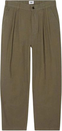Obey Foster Linnen Broek met Plooien - Heren - Broeken - Groen - Maat: XS Linnen