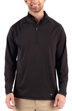Cutter & Buck Prospect Epic Confidence Featherlight Performance Quarter Zip Pullover in Black at Nordstrom, Size Xxx-Large