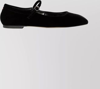 Aeyde round toe velvet ballerina shoes with strap