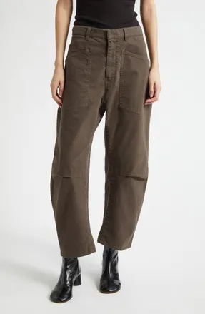 Nili Lotan Shon Stretch Cotton Pants in Dark Walnut at Nordstrom, Size 00