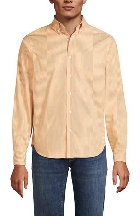Lands End Traditional Fit Long Sleeve Travel Kit Shirt in Dijon Gold Stripe at Nordstrom, Size Xx-Large