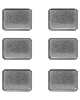 10 Strawberry Street Set Of 6 Moab Stainless Steel Coupe Dinnerware: 7In X 10In Rectangular Plate