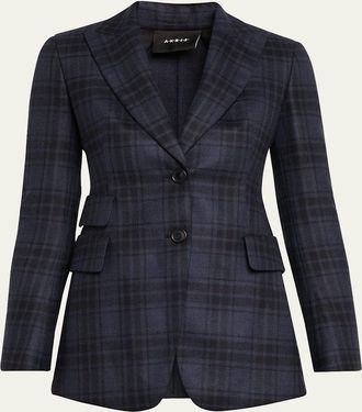 Akris Percival Check Wool Double-Face Single-Breasted Jacket