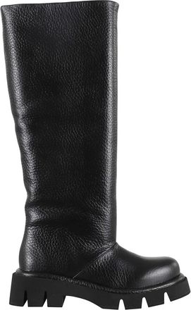 Paloma Barceló Schoenen, Dames, Zwart, 38 EU, Leer, Zwarte Gehamerde Leren Laarzen