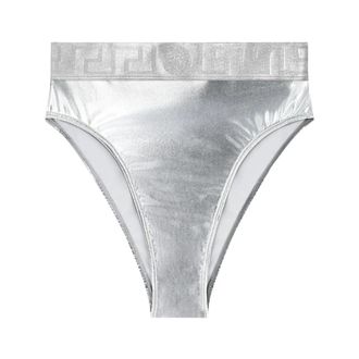 Versace Badmode, Dames, Grijs, S, Polyester, Metallic Bikini Bottoms