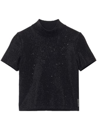 Alexander Wang crystal-embellished hotfix top - Black