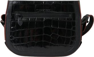 Balenciaga Womens Black Exotic Leather Shoulder Crossbody Camera Bag Crocodile