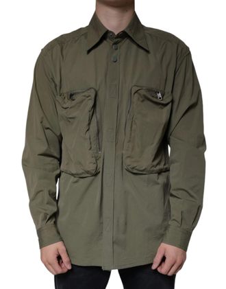 Dolce & Gabbana Military Green Cotton Bend Collared Coat Mens Jacket (Pre-Owned)