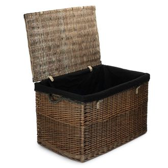 Red Hamper Wicker Large Antique Wash Storage Basket in Black
