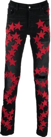Amiri star-appliqu&eacute; straight-leg jeans - men - Cotton/Polyester/Spandex/Elastane - 28 - Black