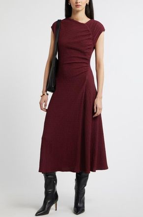 Nordstrom Textured Ruched Midi Dress in Burgundy Tannin at Nordstrom, Size Xx-Small