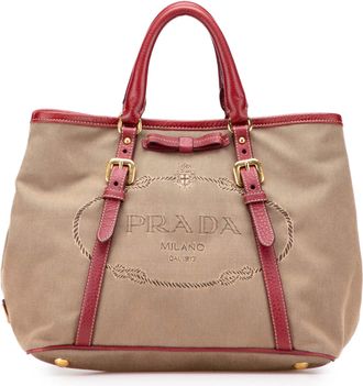 Prada Pre-owned Womens Canvas Tote Bag - Tan Textile - One Size