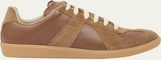 Maison Margiela Mens Replica Leather Low-Top Sneakers