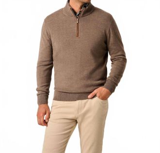 Johnnie-O Rynor Merino 1/4 Zip Sweater In Walnut