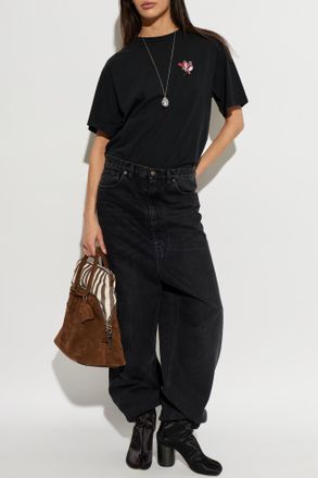 Maison Margiela T-shirt With Print, Womens, Black