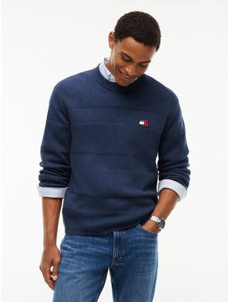 Tommy Hilfiger Mens Tommy Jeans Tonal Stripe Sweater - Navy Heather - L