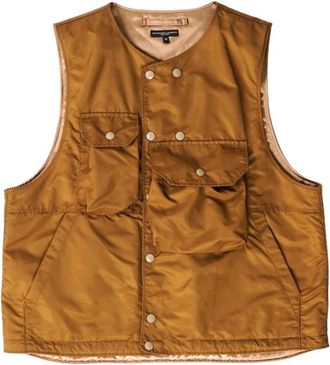 Engineered Garments Bedek Vest Coyote Flight Satin - Heren - Bodywarmers - Bruin - S - Nylon - Jassen