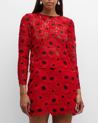 Milly Nori Embroidered Floral Lace Top