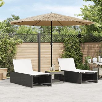 Berkfield Home Garden Parasol with Steel Pole Brown 324x324x247 cm | Size: 324 x 324 x 247 cm