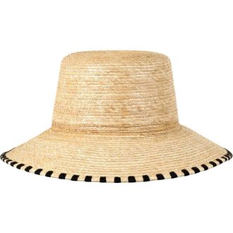 Sunshine Tienda Jakeline Palm Staw Hat in Black at Nordstrom, Size Medium