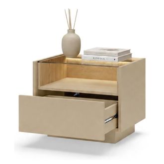 Dmora Comodino Veirra, Un Caj&oacute;n, 2 Estantes, Apertura Push-pull, 53x40x43h Cm Marr&oacute;n Claro