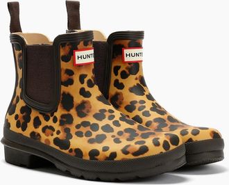 Hunter Womens Hunter Original Chelsea Rubber Womens Leopard Wellington Boots - Brown - Size: 3