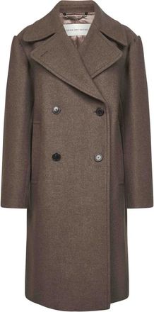 Dries Van Noten Beige Wollen Blend Double-Breasted Jas - Dames - Mantel - Beige - S - Wol - Jassen