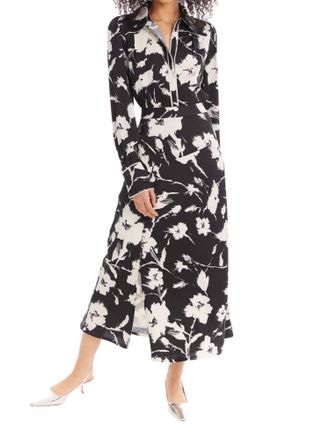 Allison New York Satin Reese Skirt In Black Ivory Floral