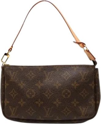 Louis Vuitton Pre-owned Pochette Accessoires - Dames - Vintage Mini Tas - Bruin - ONE Size - Leer - Vintage