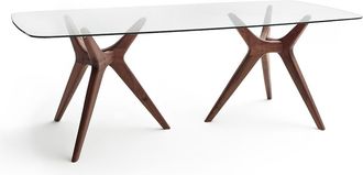 AM.PM Rechthoekige tafel van glas en notenhout, Maricielo