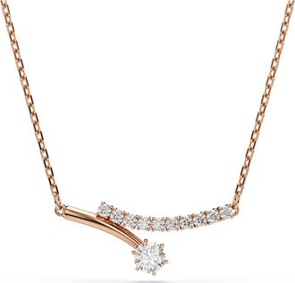 Swarovski Matrix Necklace, Round Cut, White, 18K Rose Gold Finish