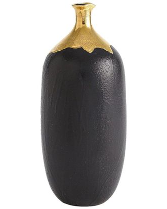 Global Views Dipped Golden Crackle/Black Cylinder Vase