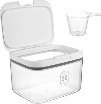 OEM Caja De Almacenamiento Para Detergente - Contenedor Herm&eacute;tico De 2,8 L - Transparente Con Cuchara Dosificadora - Para Polvo Detergente Y Productos De 
