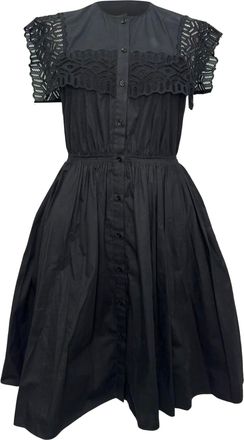 Sandro Sandro Lidwine Lace Trim Dress in Black Cotton