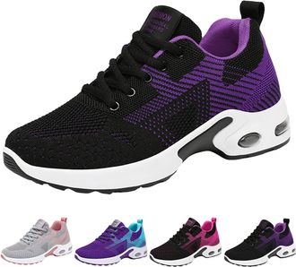 Generic Womens Air Cushion Road Running Shoes Wide Toe Box Fashion Gym Jogging Walking Sneakers Women Breathable Mesh Sports Lace up Arch Support Shoes Comfor