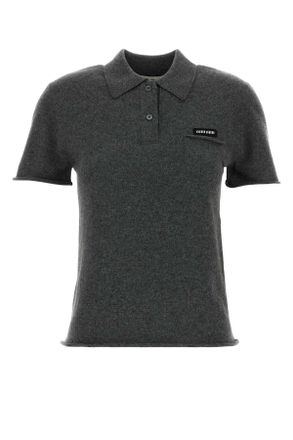 Miu Miu Grey Cashmere Polo Shirt