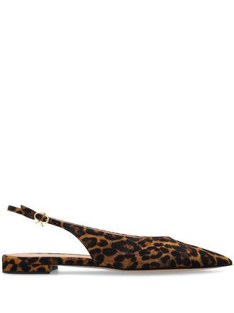 Gianvito Rossi leopard-print pointed sandals - women - Suede - 37.5 - Brown