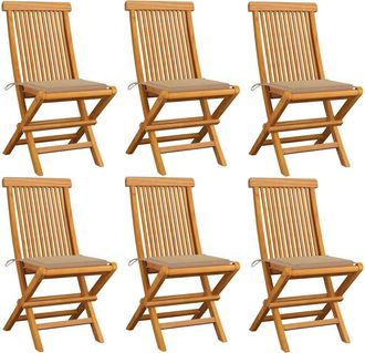 vidaXL Vidaxl - Sillas De Jard&iacute;n 6 Uds Con Cojines Beige Madera De Teca