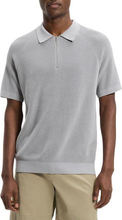 Theory Tactile Cotton Quarter Zip Polo in New Dark Vapor at Nordstrom, Size Xx-Large