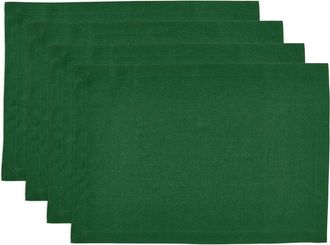 Solino Home Linen Placemats Set of 4, 14 x 19 Inch for Dining Table, Holiday and Everyday Table Decor - Fete in Pine Green at Nordstrom, Size Medium