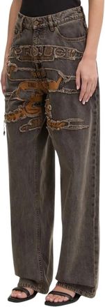 Y / Project Paris Beste Patch Jeans - Dames - Loose Fit Jeans - Grijs - W28 - Katoen - Jeans