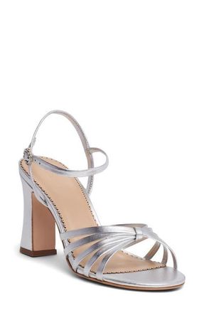 Cinq &agrave; Sept Logan Ankle Strap Sandal in Silver Metallic at Nordstrom, Size 10.5Us