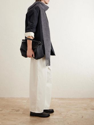 Acne Studios Vinnie Fringed Logo-Embroidered Alpaca and Wool-Blend Scarf