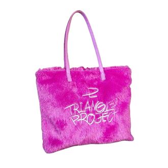 Generic Faux plush embroidered one-shoulder mens and womens large bag black pink fashion handbag