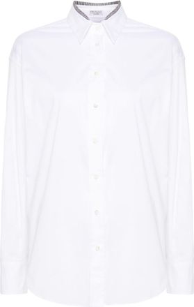 Brunello Cucinelli bead-detailed shirt - women - Elastane/Polyamide/Cotton - S - White