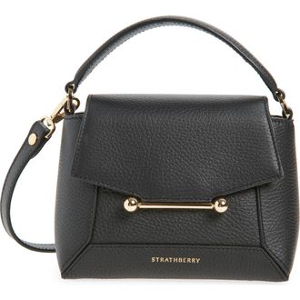 Strathberry Nano Mosaic Grained Leather Top Handle Bag in Black at Nordstrom