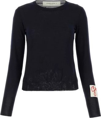 Golden Goose Zwarte wollen trui breiwerk - Dames - Ronde hals truien - Zwart - M - Wol - Truien & Vesten
