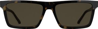 Calvin Klein Mens Acetate Slim Modified Rectangle Sunglasses - Brown