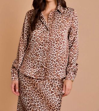Gilli Long Sleeve Work Top In Brown Animal